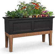 Mayne Fairview 48in Self-Watering Rectangular Elevated Garden Bed, Black | Self-watering, All season, Fade resistant, Double-wall design, Wood Frame, Built-in Overflow Drainage, 15-year warranty