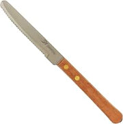 Thunder Group SLSK016 Steak Knife, 4", Round tip, Serrated Wood Handle, Stainless Steel, CASE of 24 Each/2 Dozen PER CASE