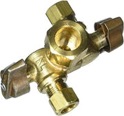 BrassCraft KTCR1901DVX R 1/2" Nom Comp Inlet x 3/8" O.D x 3/8" O.D Dual Outlet Dual Shut-Off 1/4-Turn Angle Ball Valve