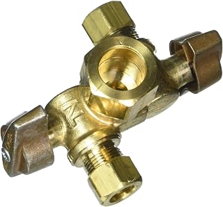 BrassCraft KTCR1901DVX R 1/2" Nom Comp Inlet x 3/8" O.D x 3/8" O.D Dual Outlet Dual Shut-Off 1/4-Turn Angle Ball Valve