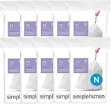simplehuman Code N 200 Count Custom Fit Liners, Drawstring Kitchen Trash Bags, One-by-One Mess-Free Dispense, Extra Thick & Double Seamed, 50% PCR Plastic, 40-50 Liter / 10.6-13 Gallon, White