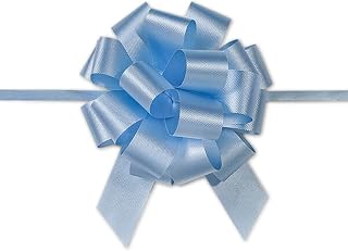 Berwick Offray Ribbon Pull Bow, 4'' Diameter with 18 Loops, Light Blue - Pack of 2