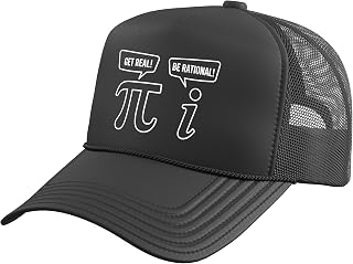 Geek Sarcastic Pi Funny Math Get Real Be Rational Trucker Hat with Adjustable Mesh Back