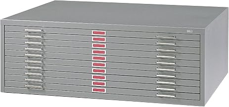 Safco Products 4986GR Flat File for 42" W x 30" D Documents, 10-Drawer (Additional Options Sold Separately), Gray