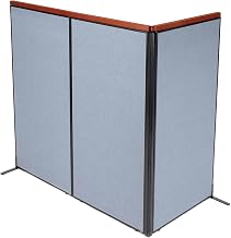 Global Industrial 36-1/4"W x 73-1/2"H Deluxe Freestanding 3-Panel Corner Room Divider, Blue