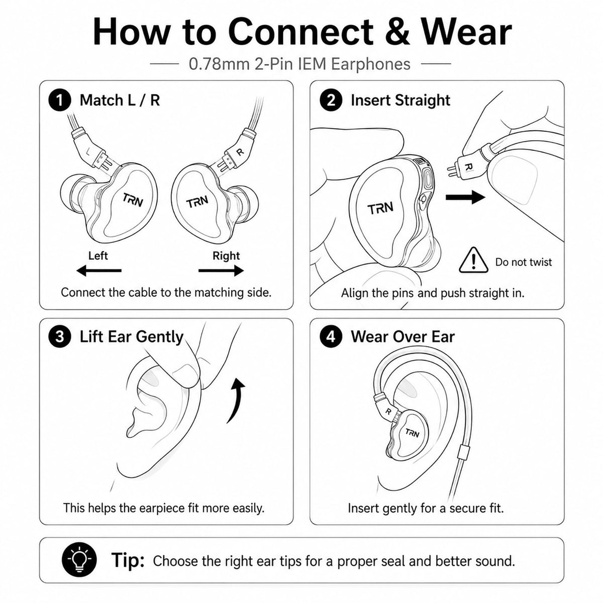 IEM Earbuds by TRNzod – With Mic, Metal, Silver, Model TRN Conch