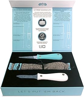 Toadfish Oyster Shucker's Bundle, Oyster Knife Shucker Set - Oyster Shucking Knives & Cut-Resistant Shucking Cloth, Seafood Opener Kit Tools Gift