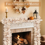 Turnmeon Maple Leaf Garland, 6 Ft 2 Pack Grey White, Fall Decor