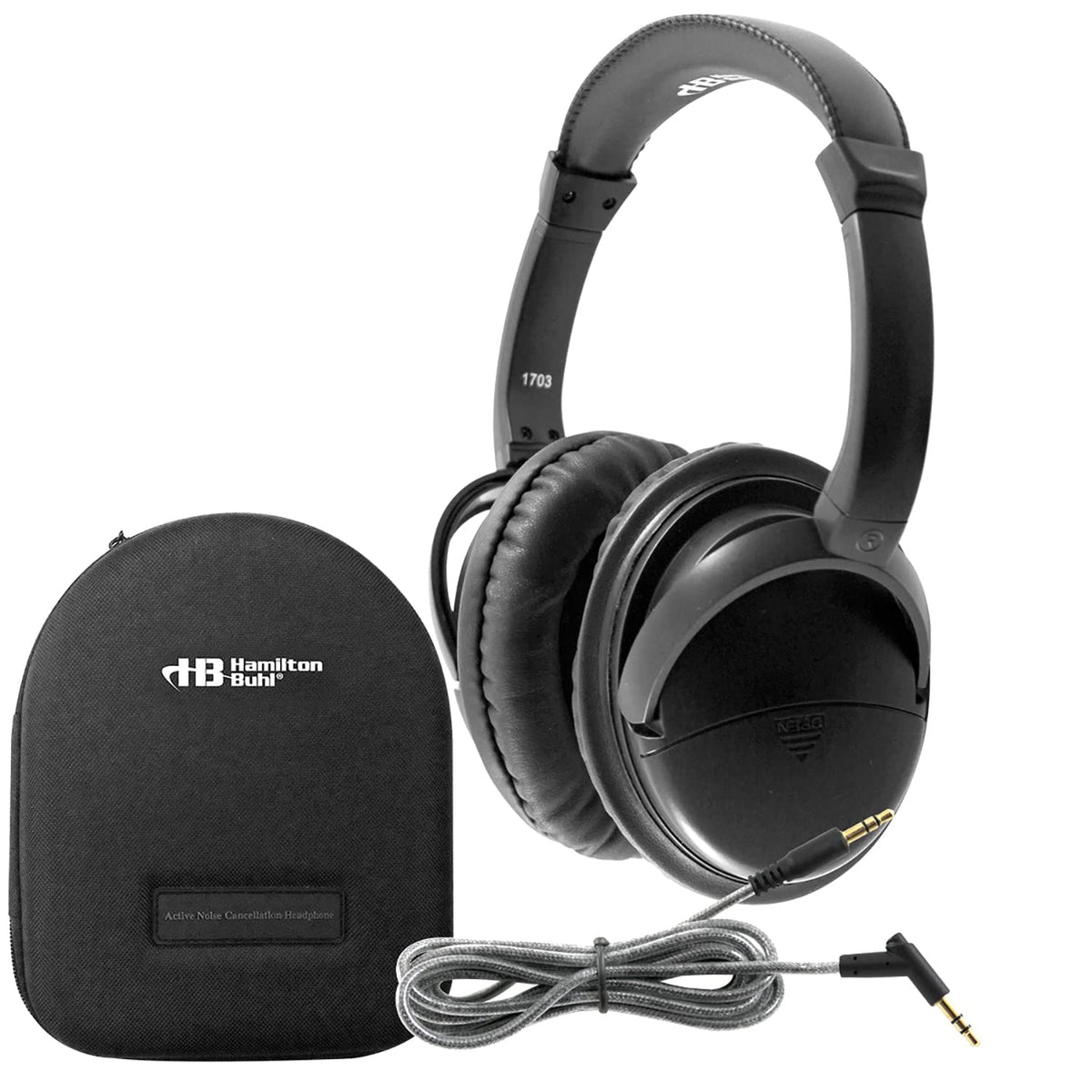 Hamilton Buhl Deluxe Active Noise-Cancelling Headphones with Case by HamiltonBuhl – Medium, Foam, Black, Model NCHBC1