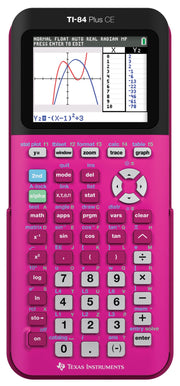 TI-84 Plus CE Color Graphing Calculator by Texas Instruments – Small, Plastic, Pink, Model 84PLCE/TBL/1L1/P