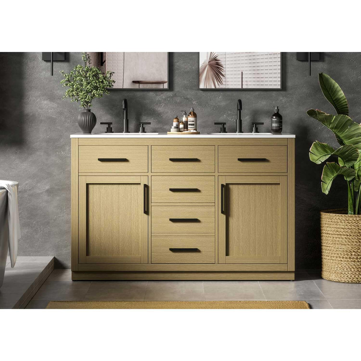 Alden Bathroom Vanity Honey Brown by Lighting Design – Wood, Honey Brown, Model VF29754DMHB