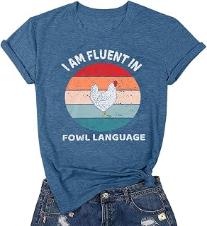 Chicken Shirts for Women Funny Mom Shirt Animal Graphic Tees Farm Country Short Sleeve Tops