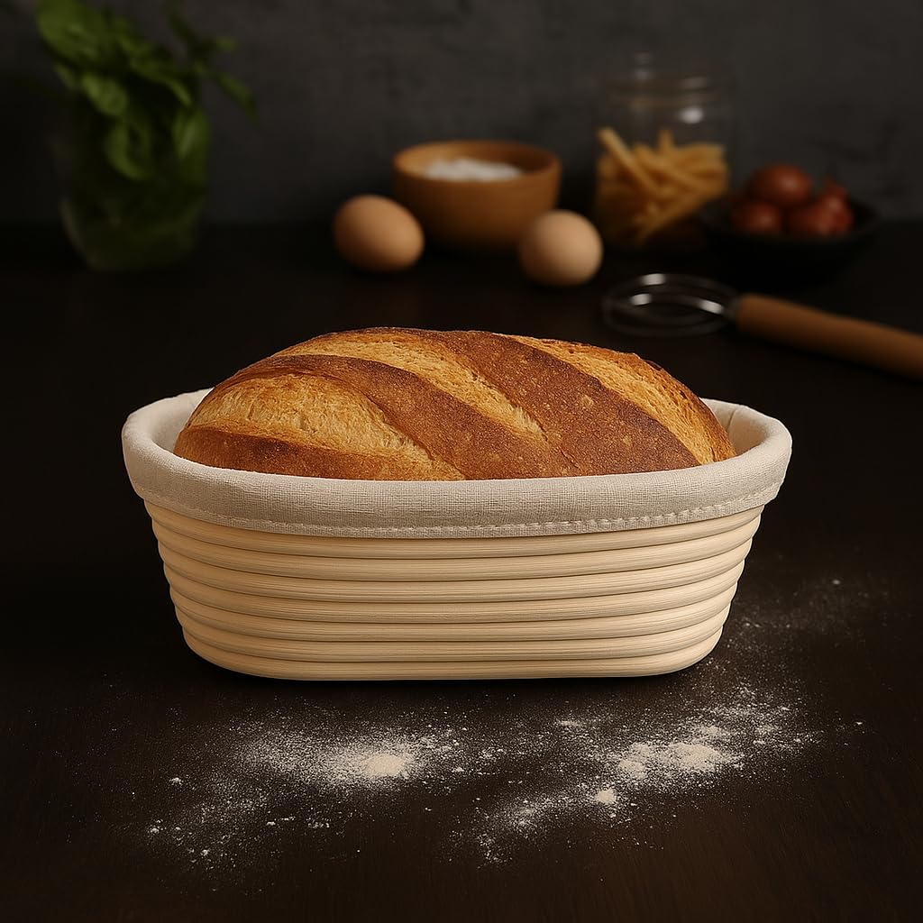Saint Germain Bakery Round Bread Banneton Basket, 10 Inch Oval, Set of 2
