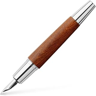 Faber-Castell e-motion Fountain Pen, Wood and Chrome Brown - Extra Fine