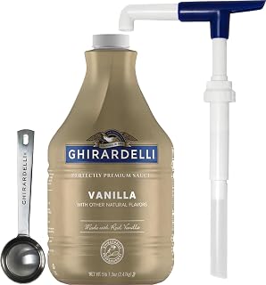 Ghirardelli Vanilla Flavored Sauce, 87.3 oz with Pump & Spoon