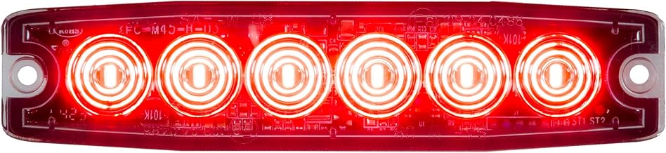 Buyers Products 8892203 5 Inch Red LED Strobe Light, Ultraâ€‘Thin Surface Mount Warning Light, 6 LEDs, 23 Flash Patterns, Aluminum Housing, IPX8 Waterproof, for Trucks and Utility Vehicles