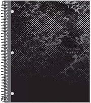 Five Star Spiral Notebook, 1 Subject, 100 Sheets, College Ruled, Graphics, Bitmap Black