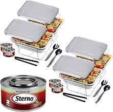 Sterno Full Size Disposable Chafing Dish Buffet Set | Complete buffet setup, food warming, racks, lids, catering and events