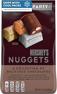 HERSHEY'S NUGGETS Assorted Chocolate Candy Variety Pack, 26 oz | Milk Chocolate, Special Dark Chocolate and Almond Chocolate Nuggets, Kosher, Gluten Free and Individually Wrapped, 26 oz