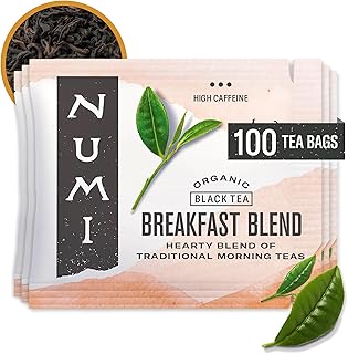 Numi Organic Breakfast Blend Tea, 100 Black Tea Bags, High Caffeine