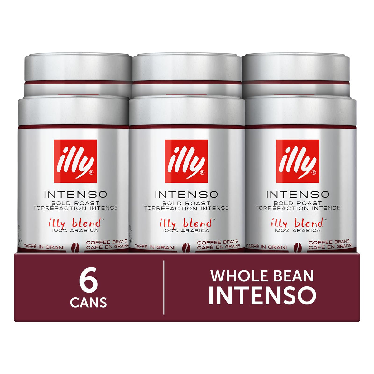 illy Intenso Bold Roast / 8.8 Ounce (Pack of 6) / Silver Roasted Coffee Beans