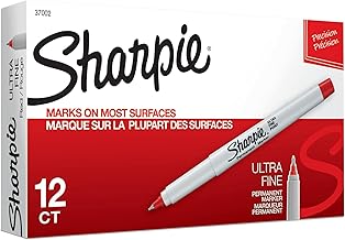 Sharpie Permanent Markers, Ultra Fine Point, Red, 12 Count - Home, Office, School, Classroom, Teacher Supplies