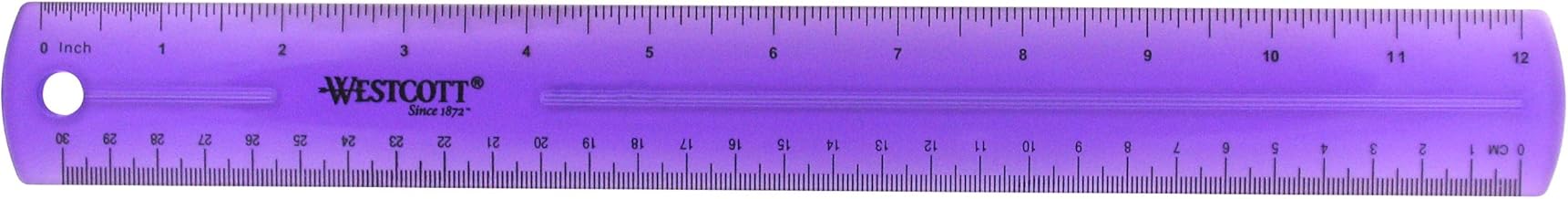 Westcott 16024 Jeweltone Plastic Ruler, 12-Inch, Purple