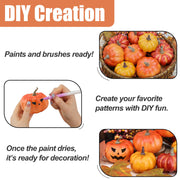 Cheawrtz Artificial Pumpkins, 16 Piece Foam Set, Orange Yellow Red with Berries and Leaves