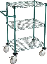 Nexel 3 Shelf Cart, Poly-Green, 24" L x 18" W x 40" H, Polyurethane Brake Casters