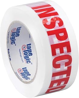 Tape Logic 2 Inch x 110 Yards Pre-Printed Packing Tape, "Inspected", 2.2 Mil Thick, Red/White, 36 Pack, for Packaging, Shipping, Moving, Home and Office