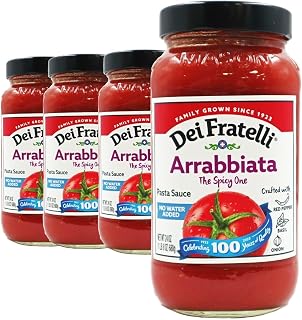 Dei Fratelli Arrabbiata Spicy Pasta Sauce –Vine-Ripened Tomatoes - No Water Added, Not from Tomato Paste – Non-GMO, Gluten-Free (24 oz. Jars, 4 pack)