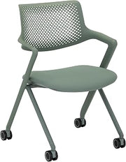 Learniture Folding Fabric Chairs with Wheels and Arms – Space-Saving, Comfortable Seating for Office & Classroom Use (2-Pack)