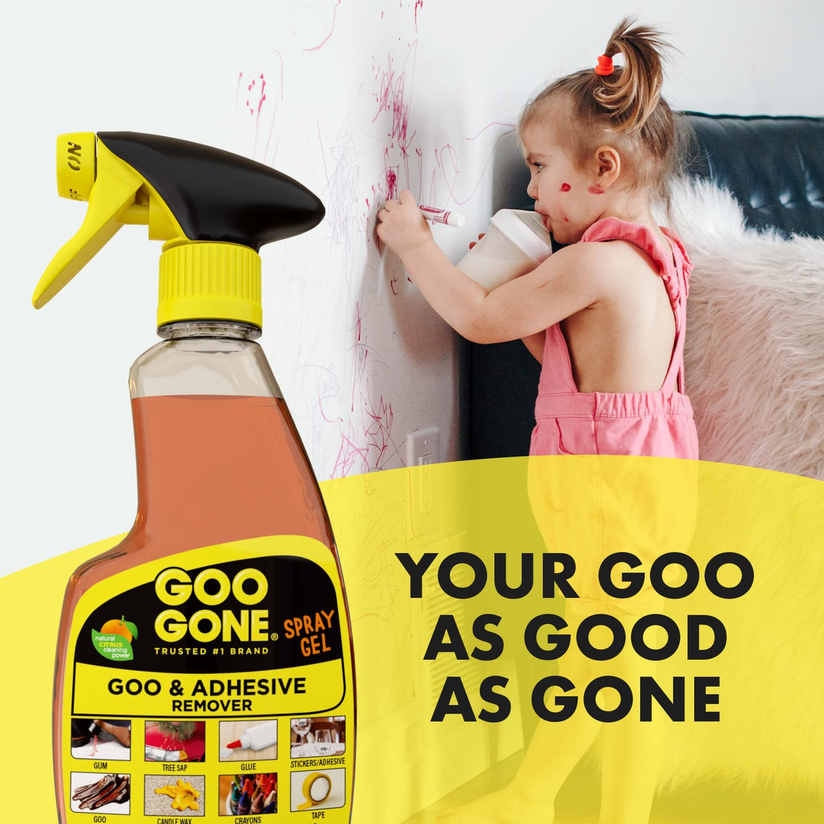 Adhesive Remover Spray Gel by Goo Gone – 12 Fl Oz (Pack of 8 + Sticker Lifter), orange, Pack of 8, Model 2206ZBP