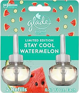 Glade PlugIns Refills Air Freshener, Scented and Essential Oils for Home and Bathroom, Stay Cool Watermelon, 1.34 Oz, 2 Count