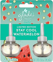 Glade PlugIns Refills Air Freshener, Scented and Essential Oils for Home and Bathroom, Stay Cool Watermelon, 1.34 Oz, 2 Count