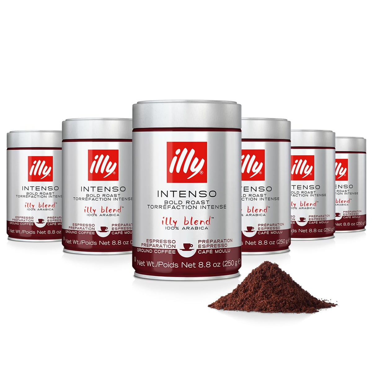 Ground Espresso Coffee by illy – 8.8 Ounce (Pack of 6), Pack of 6, Model 8840