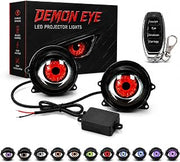 2PCS Dynamic Demon Eye Headlights, 3-Inch LED Devil Eye Kit with 6 Animated Modes and Remote Control, 12-36V Synchronized Accent Lights with Color Lenses for Cars (33 Lens-2PCS)