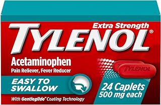 Tylenol Extra Strength Easy to Swallow Acetaminophen Caplets, 24 ct