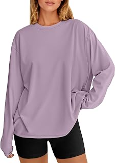 Womens Oversized Long Sleeve Fall Fashion 2026 Tops Basic Tee