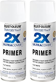 Rust-Oleum Painter's Touch 2X Ultra Cover Primer Spray, Flat White | Indoor and Outdoor Surfaces (Metal, Wood, Plastic), Fast Dry, Durable, Sprays from Any Angle, Comfort Tip, Oil Based