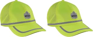 Ergodyne Mens High Visibility, Reflective Hat Cap, Lime, One Size US (Pack of 2)