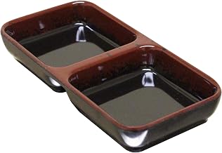 Thunder Group Tenmoku melamine dinnerware collection 4 oz, 6" x 3" twin sauce dish, comes in dozen