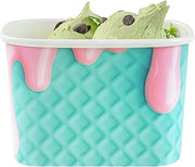 Restaurantware Paper Cups 50 Count 12 Ounce Square Disposable Ice Cream Containers, Leak-Resistant Paper Dessert To Go Cups, Hot And Cold Food, Durable Bubblegum Splash Design