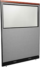 Global Industrial 60-1/4"W x 77-1/2"H Deluxe Electric Office Partition Panel with Partial Window, Gray