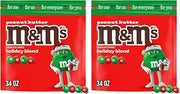 M&M's Peanut Butter Red & Green Milk Chocolate Christmas Candy, 34 Oz Resealable Bag (Pack of 2)