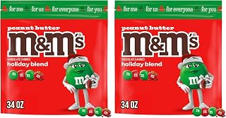M&M's Peanut Butter Red & Green Milk Chocolate Christmas Candy, 34 Oz Resealable Bag (Pack of 2)
