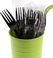 AmerCareRoyal 1000 Units Medium Heavy Weight Individually Wrapped Disposable Polystyrene Plastic Forks for Restaurants and Catering, Black