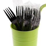AmerCareRoyal 1000 Units Medium Heavy Weight Individually Wrapped Disposable Polystyrene Plastic Forks for Restaurants and Catering – 6.10", Paper, Black, Model S1308FB-C