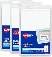 Avery Removable Labels, 4" x 6" Blank Labels, Laser/Inkjet Printable, 40 per Pack, 3 Packs, 120 Total (5454)