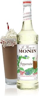Monin Peppermint Syrup, Cool Mint Flavored Syrup, Coffee Syrup, Natural Flavor Drink Mix, Simple Syrup for Cocoas, Mochas, Smoothies, Sodas, & More, Gluten-Free, Non-GMO, Clean Label (750 ml)